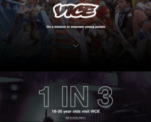 Screenshot of Vice Media Kit: Vice is on a mission to empower young people (March 29, 2019)