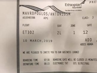 screenshot of the survivor's ticket in Ethiopian Airlines crash news.