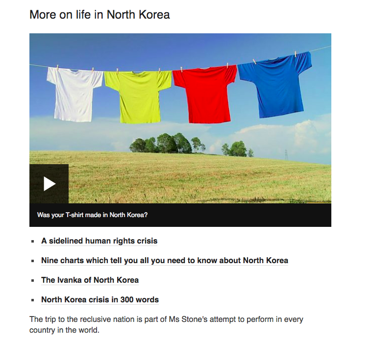 screenshot of the video and four news link