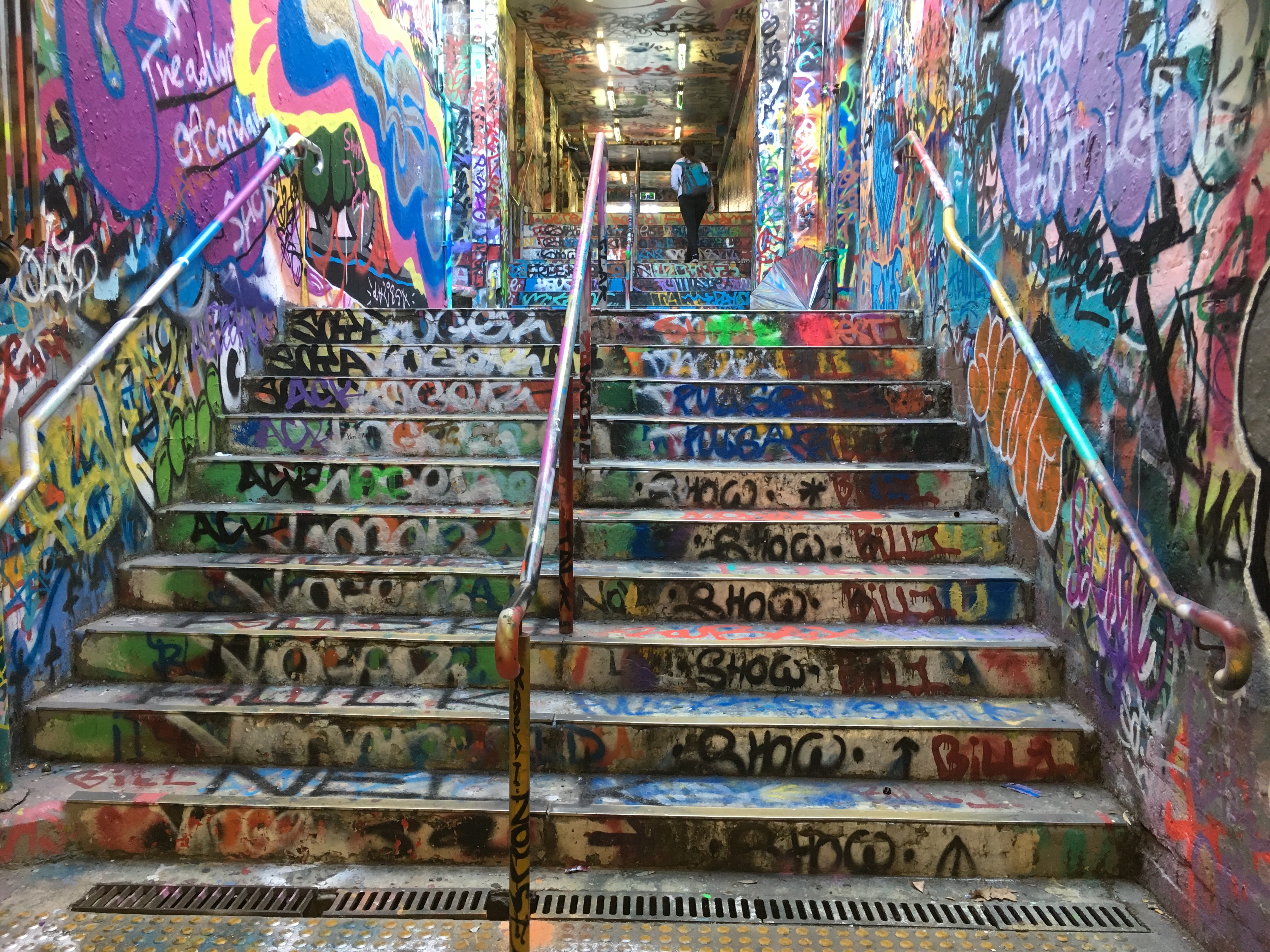Stairs inside the graffiti tunnel