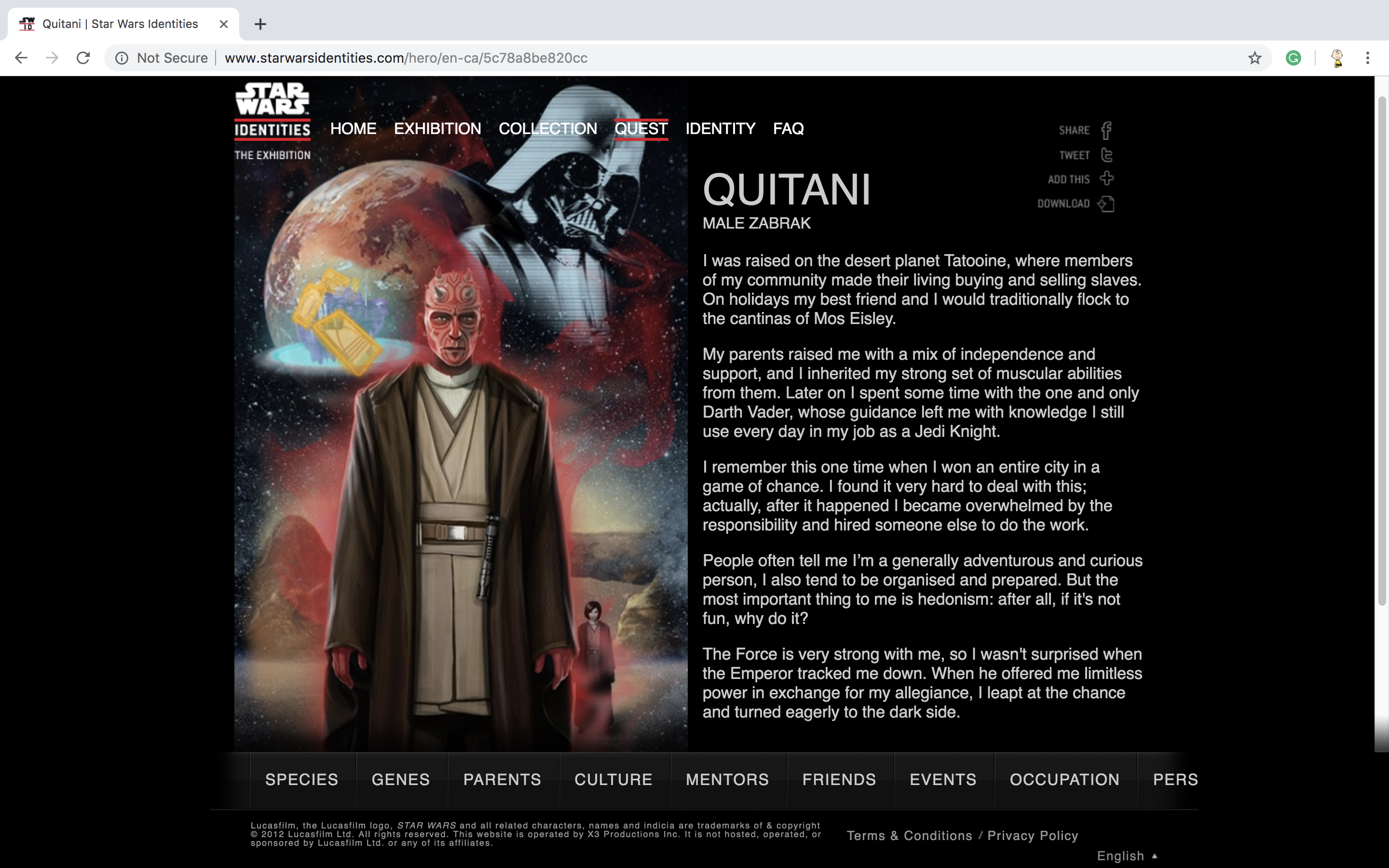 Received STAR WARS Identities hero via email. 