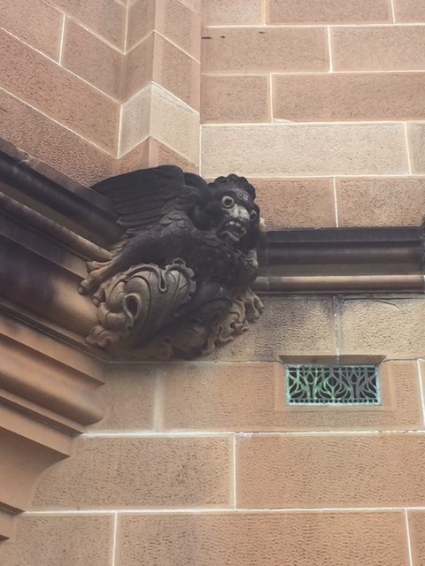 A decorative gargoyle