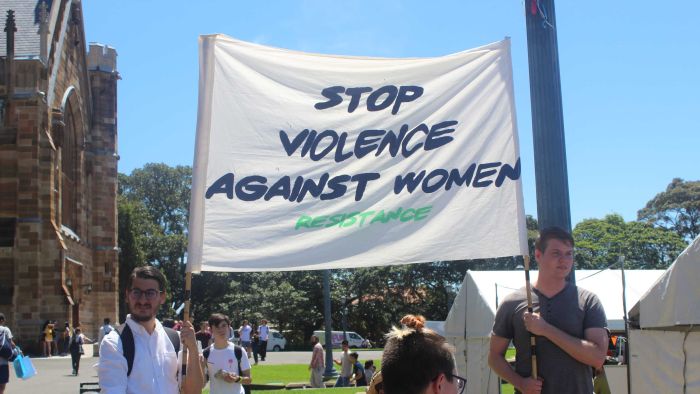 Students at the University of Sydney gathered to protest against sexual assault on campus