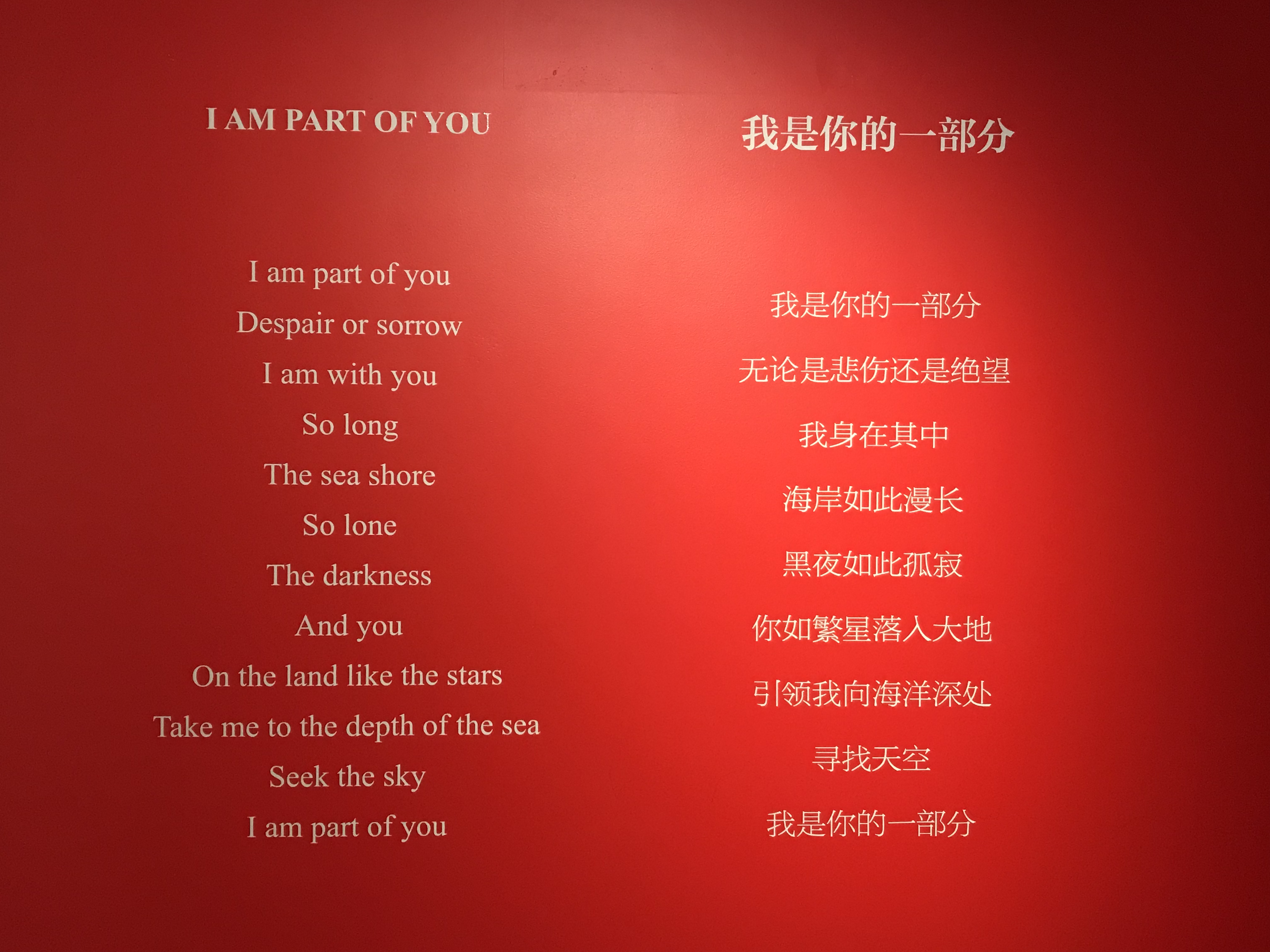 the poetry “I AM PART OF YOU”