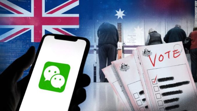 illustration of Australian election and WeChat