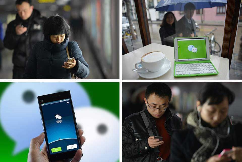 Chinese people using WeChat