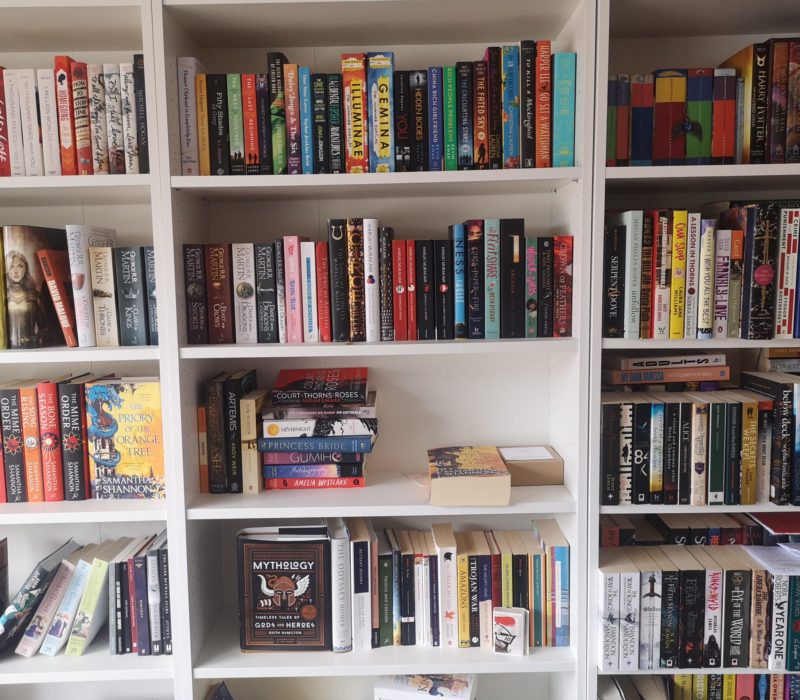 Shelves with books