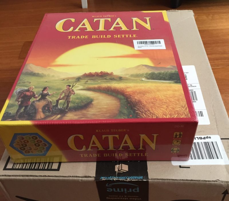 Catan board game on Amazon box