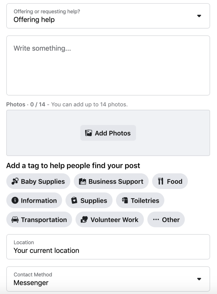Facebook Offering Help Post