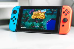 Animal Crossing game being played on a Nintendo Switch gaming console