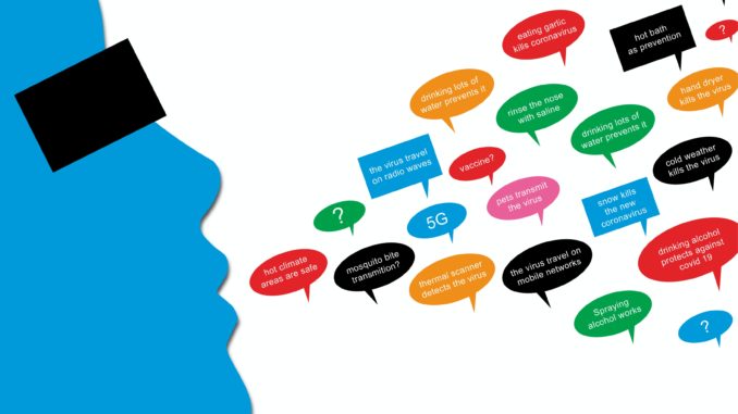 Misinformation - think before sharing it Speech bubbles