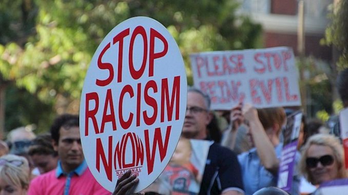 Anti-racism campaign (One Love Australia). Image: Takver from Australia / CC BY-SA