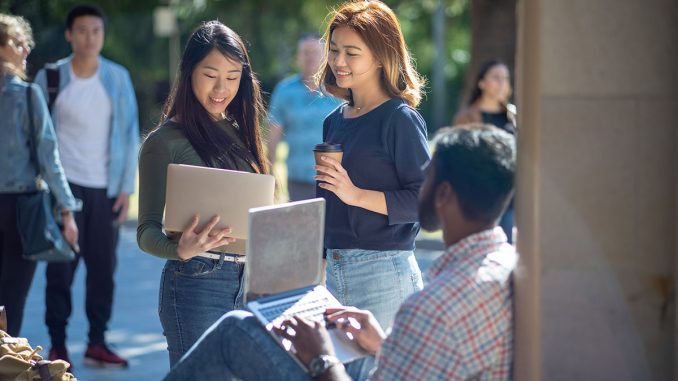 Internation students in Australia university campus