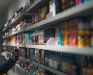 Various types of e-cigarette products in shops. Image by E-Liquids UK on Unsplash