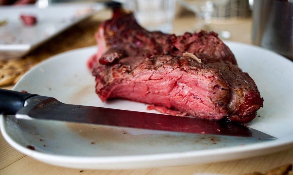 Steak being cut