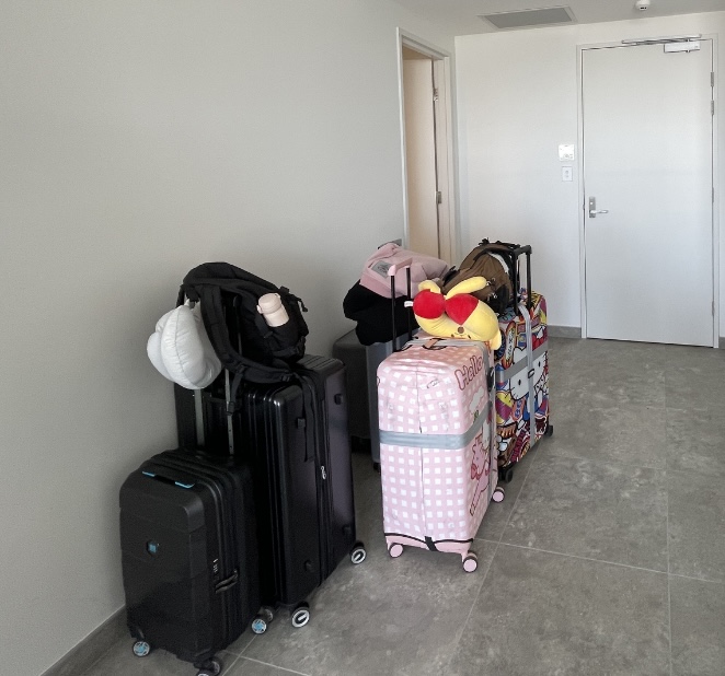 The photo shows Jelly's pieces of luggage.