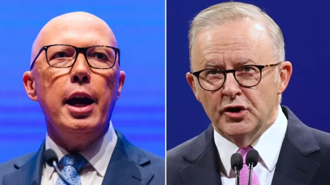 An image of Peter Dutton from Coalition party and Anthony Albanese from Labour party.