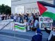 Pro-Palestinian protesters demonstrate at the University of Sydney against the Israel-Hamas war.