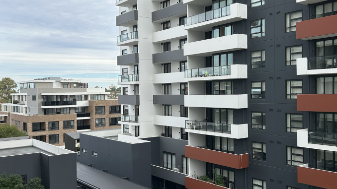 Contemporary Sydney Apartments Modern apartment buildings in Sydney with balconies and mixed exterior finishes. Photo by Kate Huang.