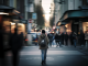 A person was walking on the bustling road, but she still felt lonely