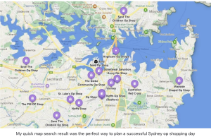 A general mapping of op-shops in Sydney